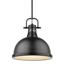  3604-L BLK-BLK - Duncan 1 Light Pendant with Rod in Matte Black with a Matte Black Shade